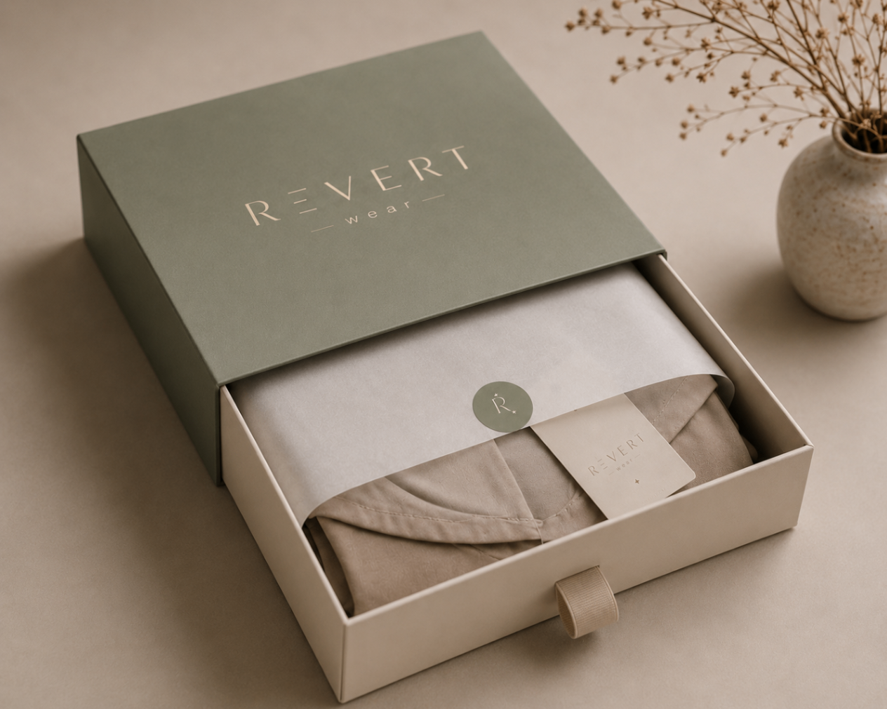 REVERT wear sage drawer box packaging